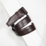 3,5 cm CLASSIC BROWN STITCHED BELT