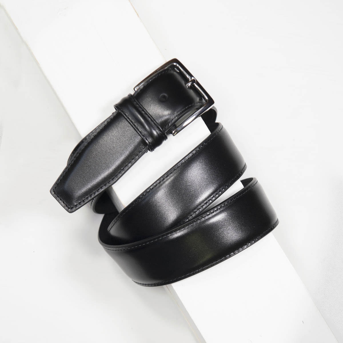 3,5 cm CLASSIC BLACK STITCHED BELT