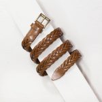 2,5 cm TAN WOVEN LEATHER BELT