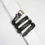 2,5 cm BLACK WOVEN LEATHER BELT