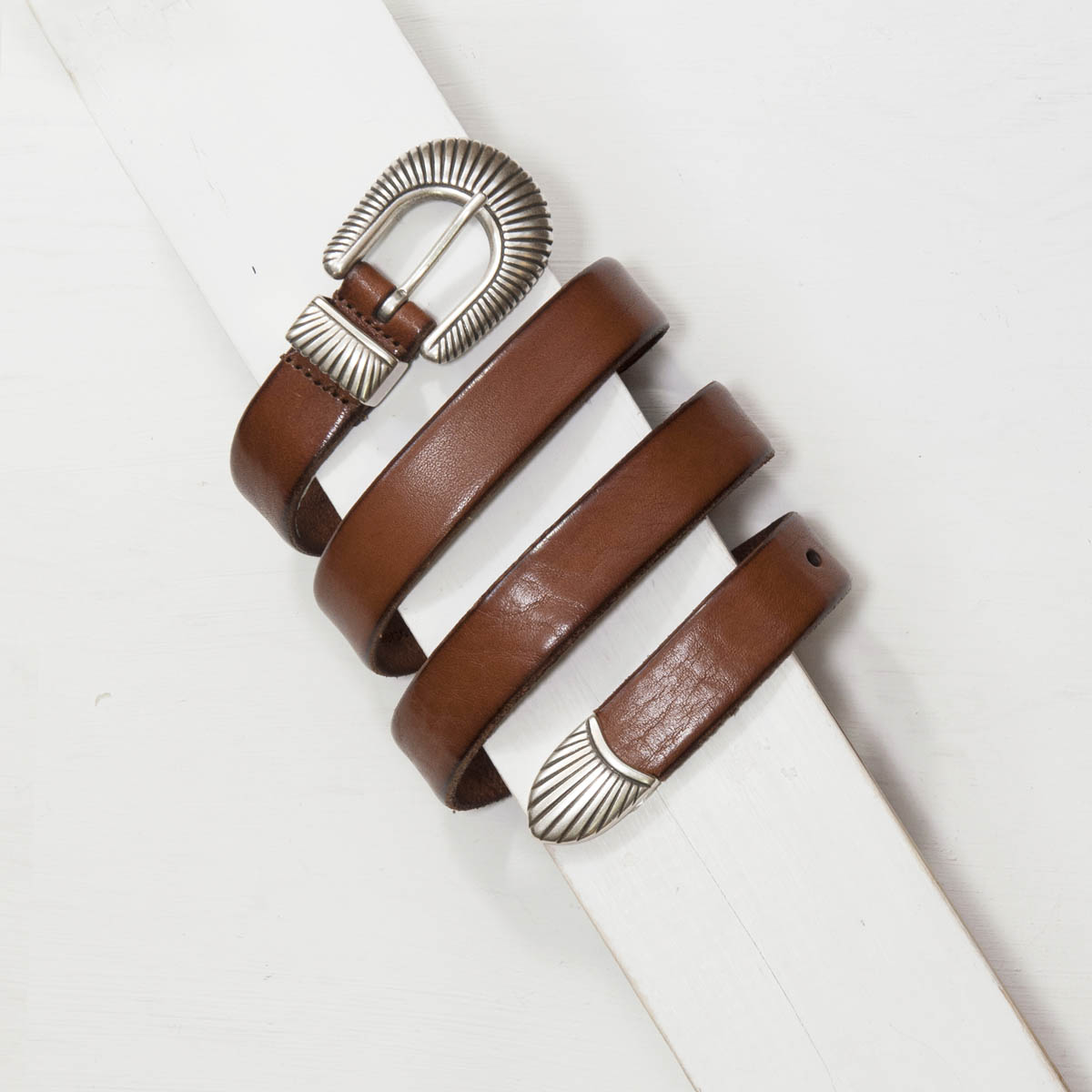 2,5 cm TAN COWBOY LEATHER BELT