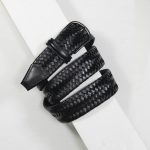 3,5 cm STRETCH WOVEN BLACK LEATHER BELT