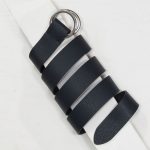 3,5 cm NAVY DOUBLE RING GRAINED LEATHER BELT