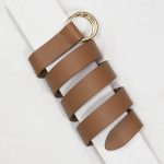 3,5 cm TAN DOUBLE RING GRAINED LEATHER BELT