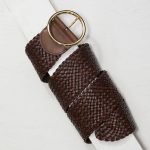 6,5 cm BROWN OVERSIZED WOVEN LEATHER BELT