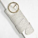 6,5 cm OFF WHITE OVERSIZED WOVEN LEATHER BELT