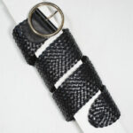 6,5 cm BLACK OVERSIZED WOVEN LEATHER BELT