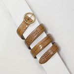 3,0 cm TAN MOCK CROC LEATHER BELT