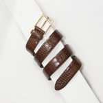 3,0 cm BROWN MOCK CROC LEATHER BELT