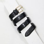 3,0 cm BLACK MOCK CROC LEATHER BELT