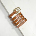 2,0 cm TAN SLIM ROUND/RECTANGLE BUCKLE BELT
