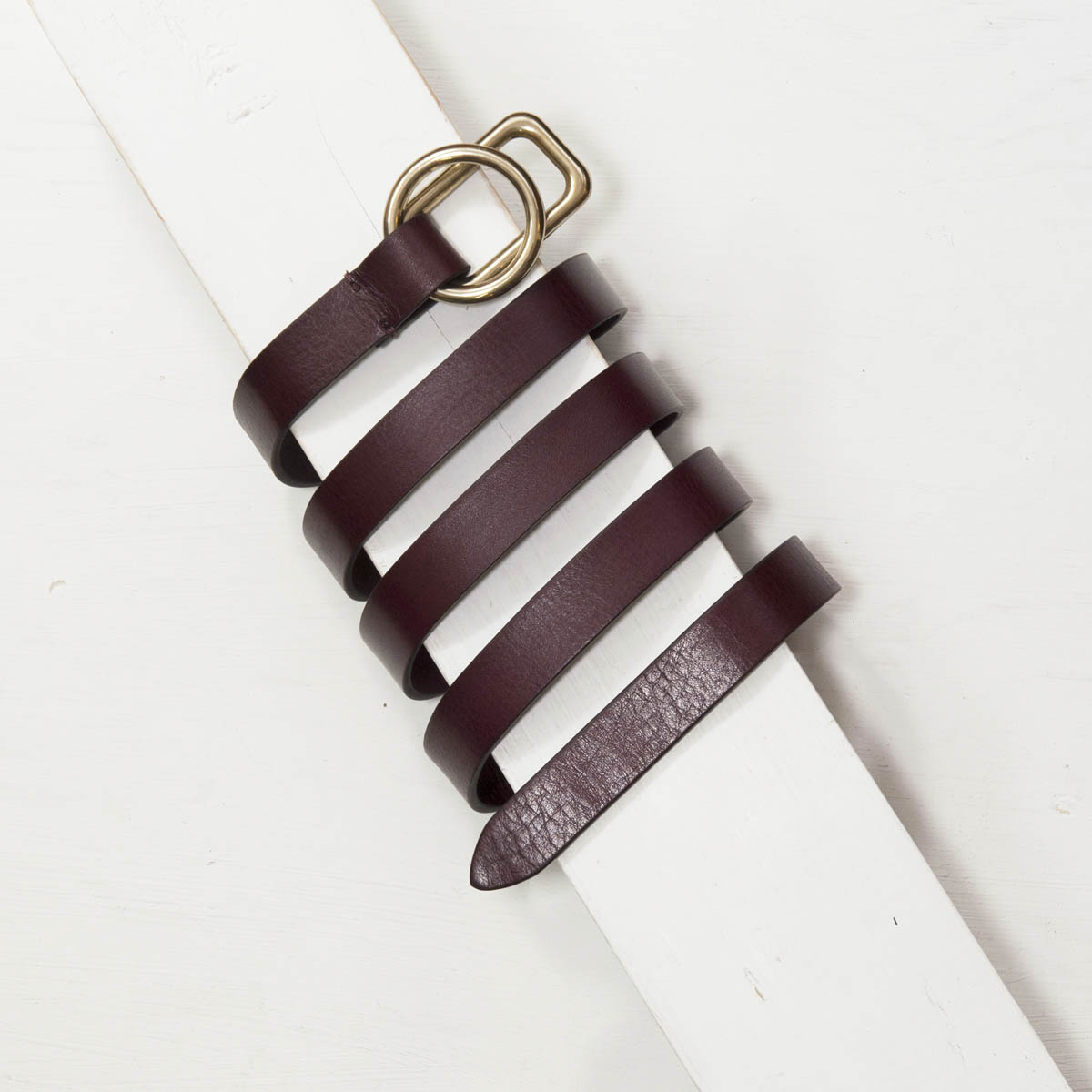 2,0 cm BROWN SLIM ROUND/RECTANGLE BUCKLE BELT