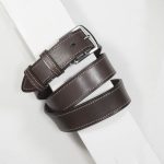 3,5 cm CLASSIC BRIDLE STITCHED LEATHER BROWN BELT