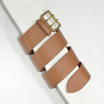 4,5cm TAN WIDE DOUBLE PRONG BUCKLE BELT