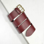 4,5cm BURGUNDY WIDE DOUBLE PRONG BUCKLE BELT