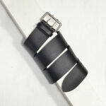 4,5cm BLACK WIDE DOUBLE PRONG BUCKLE BELT