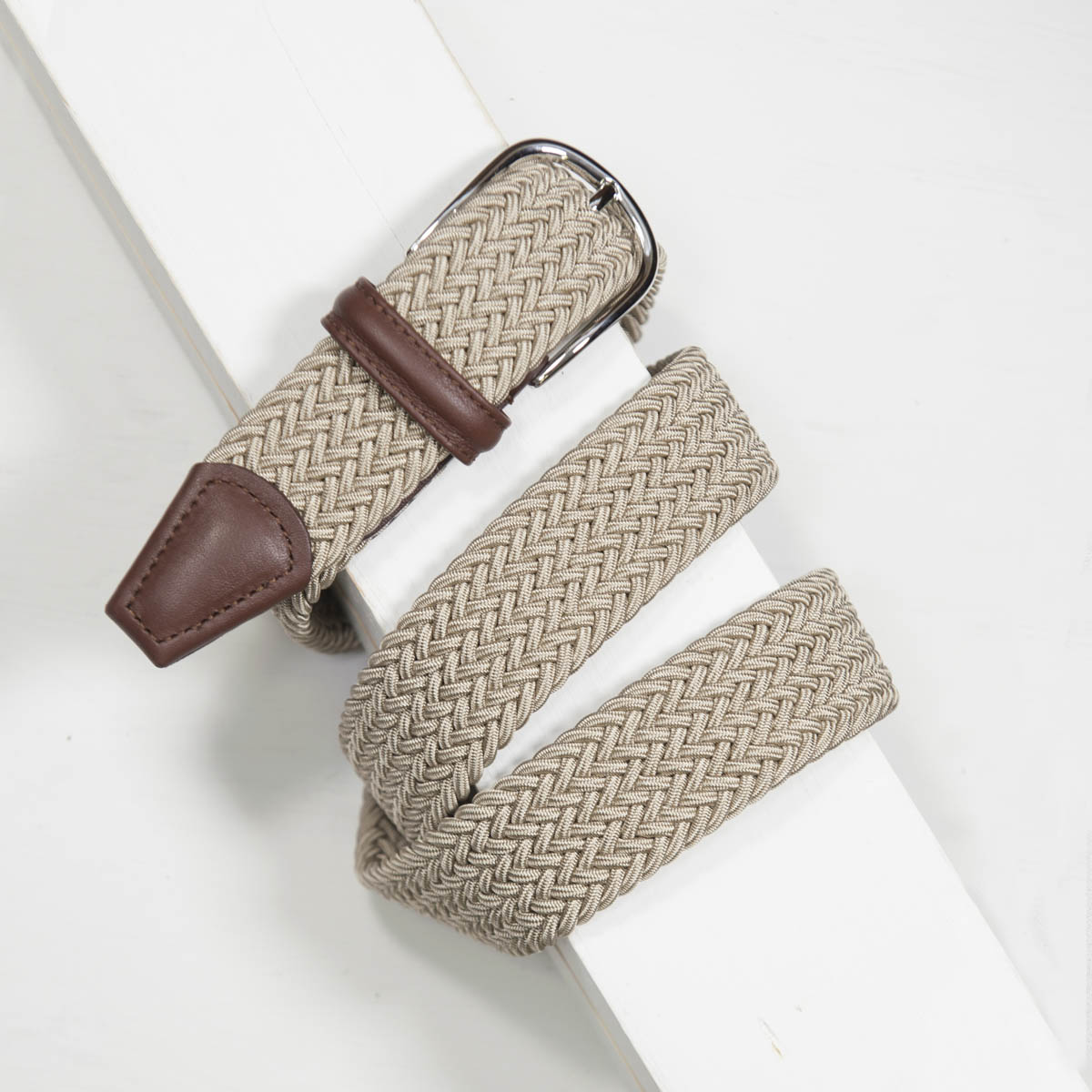 3,5 cm CLASSIC ECRU ELASTIC WOVEN BELT