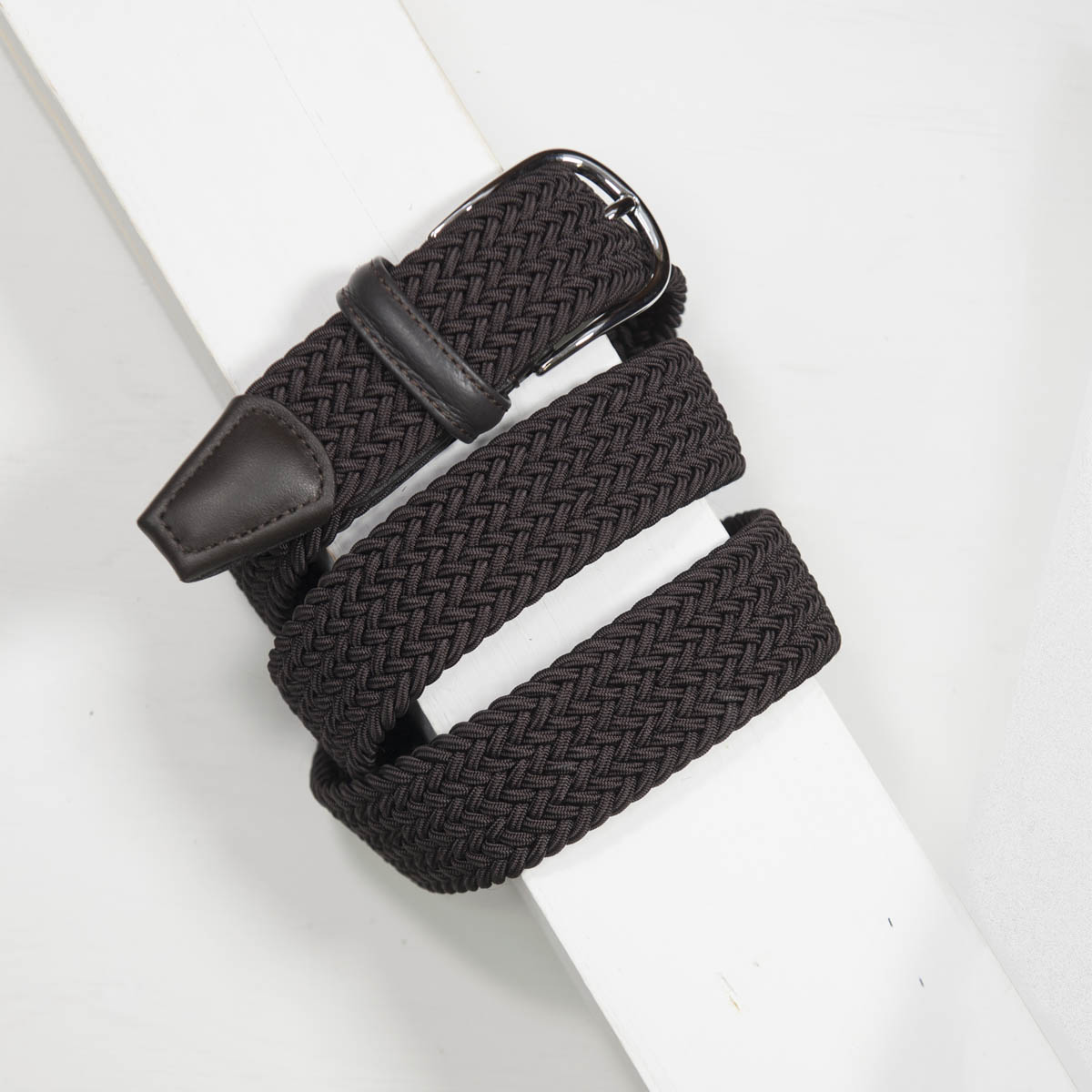 3,5 cm CLASSIC BROWN ELASTIC WOVEN BELT