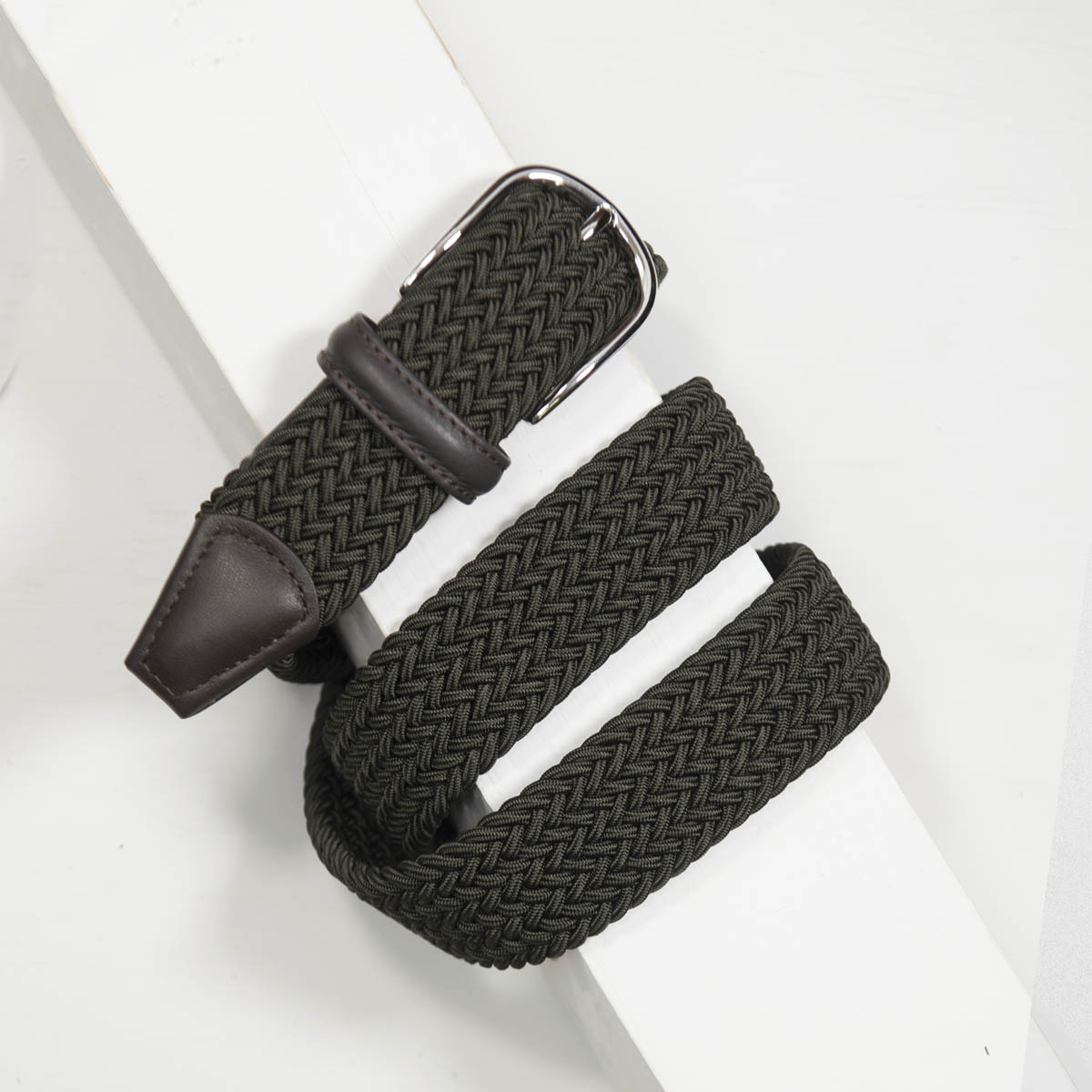 3,5 cm CLASSIC OLIVE ELASTIC WOVEN BELT
