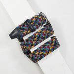 3,5 cm CLASSIC MULTI COLOUR ELASTIC WOVEN BELT NAVY/ORANGE/YELLOW/AQUA/BROWN