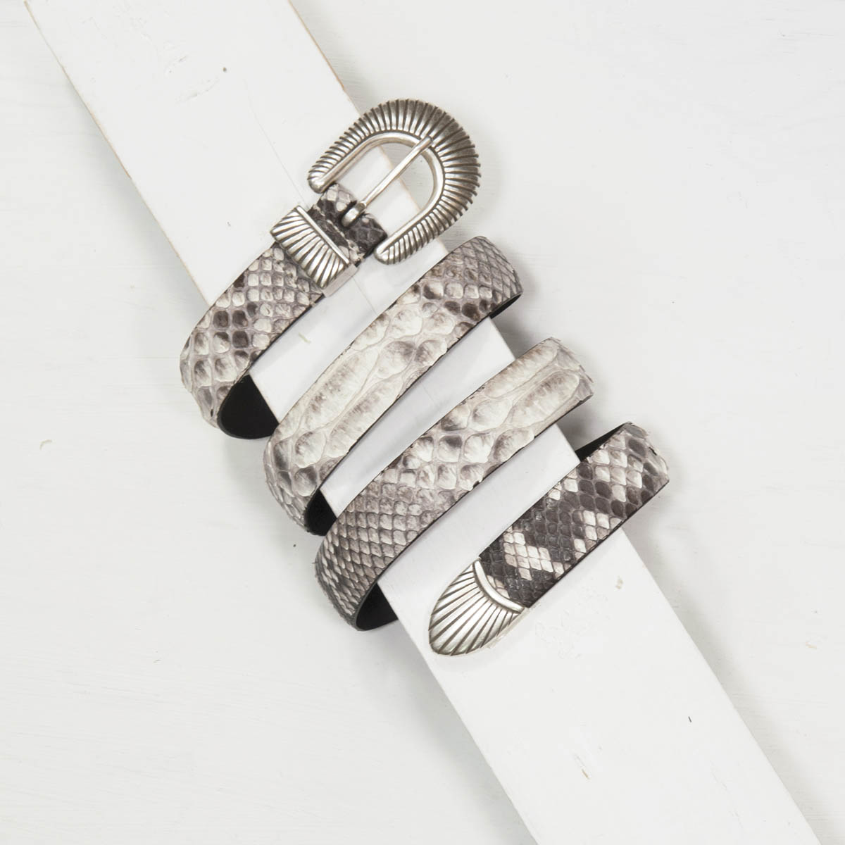2,5 cm WHITE/GREY PYTHON COWBOY BELT